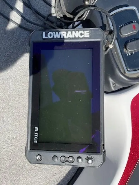 Slide: The Image of Lowrance Elite fish finder on a 2020 Nitro Z19 Sport boat dashboard. - 12