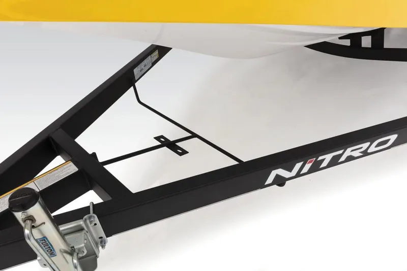 Slide: The Image of Nitro Z19 Sport 2020 boat trailer with visible branding and hitch mechanism. - 36