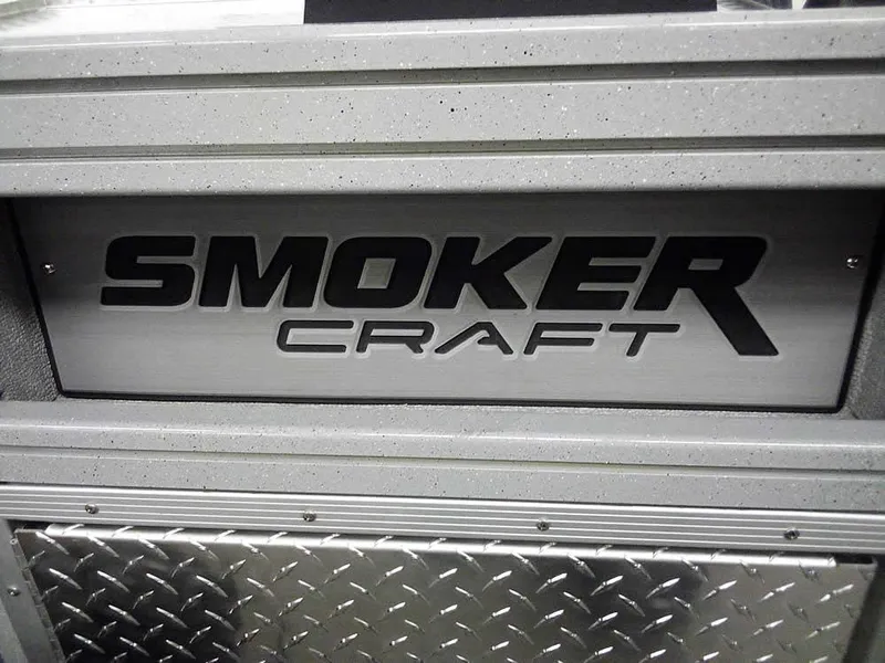 Slide: The Image of 2024 Smoker Craft Phantom 20 X2 OS logo on metallic surface. - 29