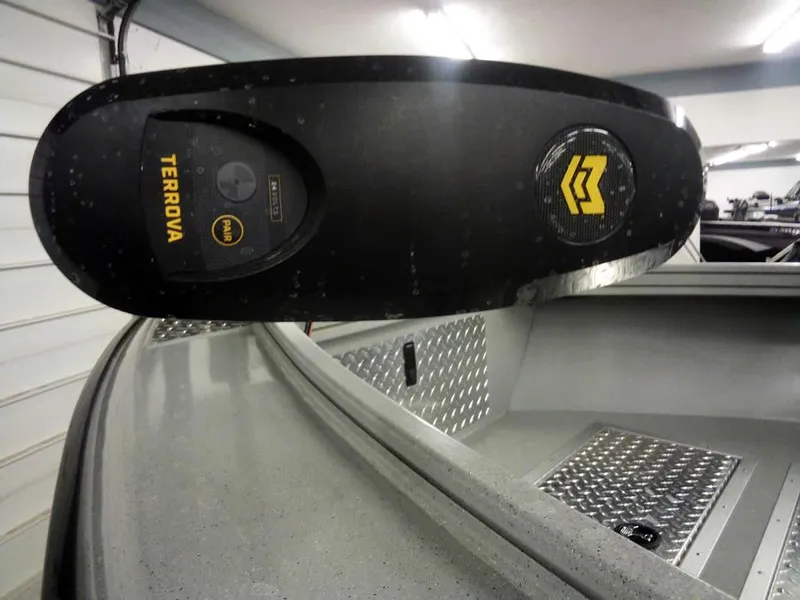 Slide: The Image of 2024 Smoker Craft Phantom 18 X2 boat with Terrova trolling motor detail. - 4