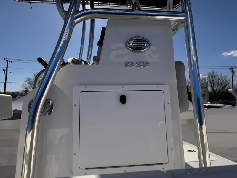 Slide: The Image of 2025 Parker 18SE Center Console boat, featuring sleek design and modern controls. - 46