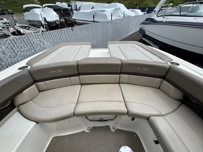 Slide: The Image of Luxurious seating on a 2012 Sea Ray 250 SLX boat, showcasing elegant design. - 18