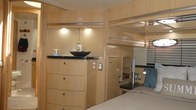 Slide: The Image of Luxurious interior of 1998 Carver 530 Voyager Pilothouse with bedroom and bathroom. - 31