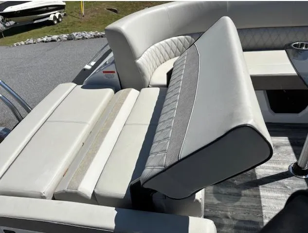 Slide: The Image of 2019 Crest Savannah 250 SLS boat interior with adjustable seating and modern design. - 13