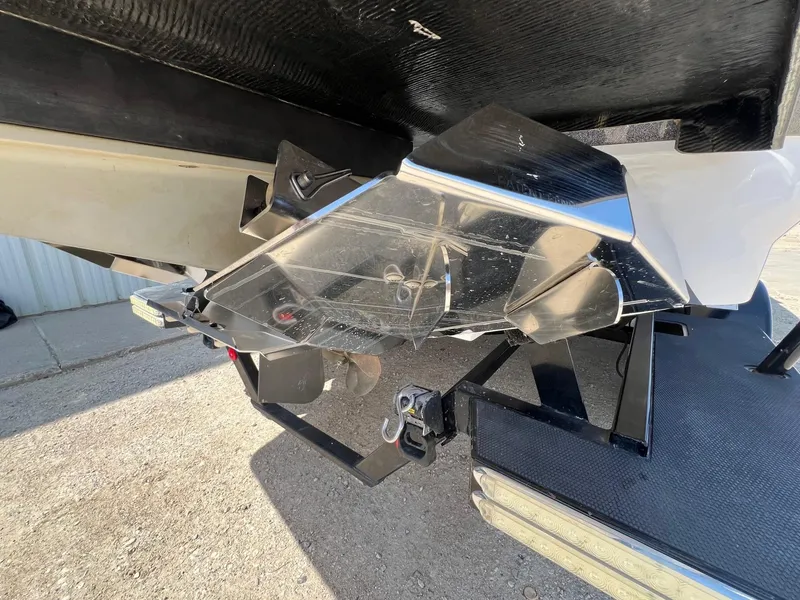 Slide: The Image of 2013 MasterCraft X-25 boat trailer hitch and propeller detail. - 10