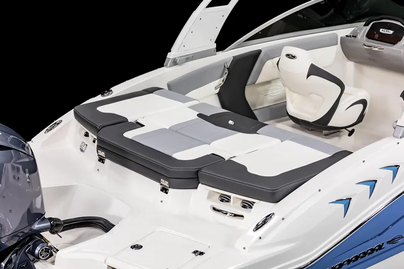 Slide: The Image of 2025 Chaparral 21 SSi OB boat interior with sleek seating and modern design. - 24