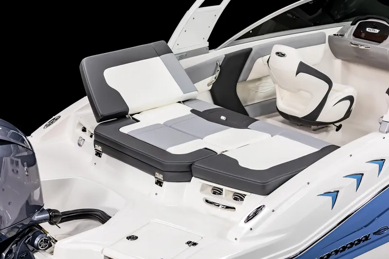 Slide: The Image of 2025 Chaparral 21 SSi OB boat interior with sleek seating and modern design. - 26