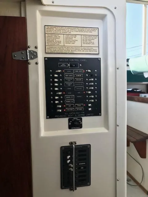 Slide: The Image of Electrical control panel on a 1999 Provincial 42 Fishing Boat. - 8