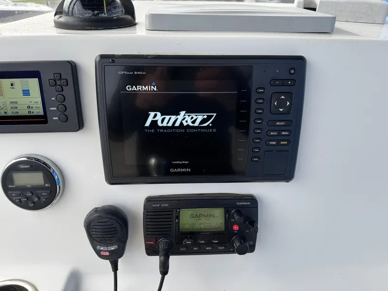 Slide: The Image of Control panel of a 2016 Parker 2300 Special Edition boat with Garmin electronics. - 10