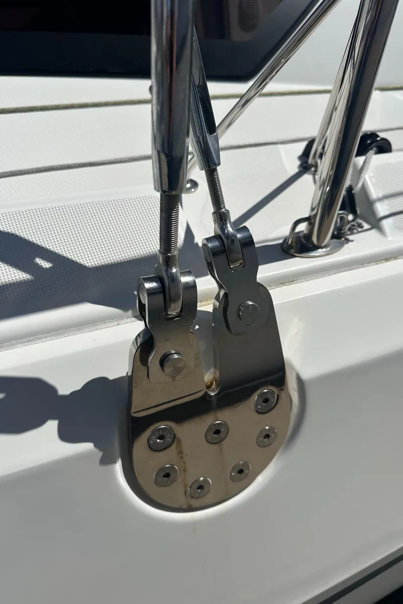Slide: The Image of Close-up of Jeanneau Sun Fast 3300 yacht rigging detail, 2021 model. - 8