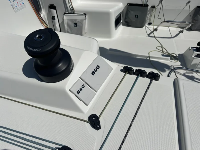 Slide: The Image of Jeanneau Sun Fast 3300 sailboat deck, featuring B&G equipment and winch, 2021 model. - 9