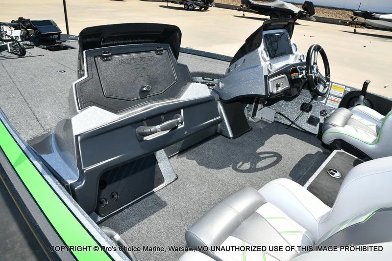 Slide: The Image of 2021 Nitro Z20 Pro Pack boat interior with steering console and seating. - 14