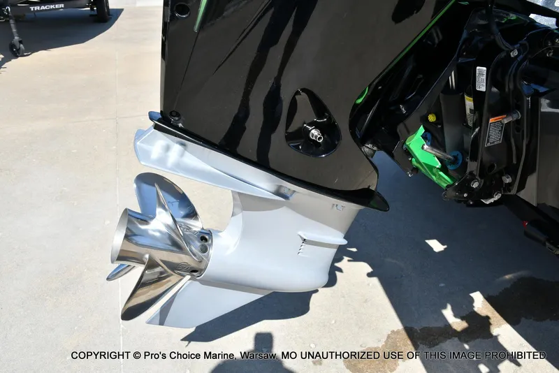 Slide: The Image of 2021 Nitro Z20 Pro Pack boat motor with shiny propeller on display. - 22