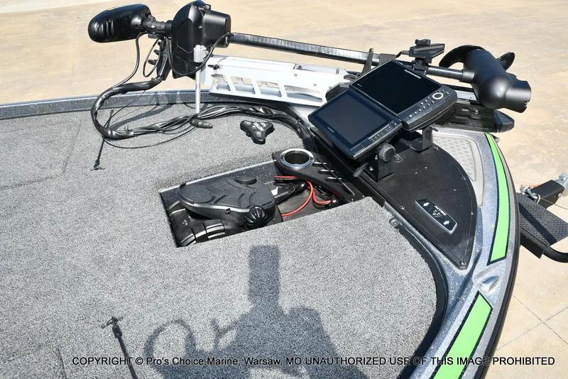 Slide: The Image of 2021 Nitro Z20 Pro Pack boat deck with advanced navigation equipment and trolling motor. - 3