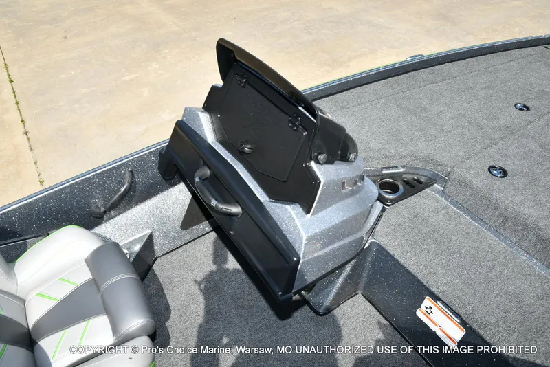 Slide: The Image of 2021 Nitro Z20 Pro Pack boat interior with seating and storage compartment. - 49
