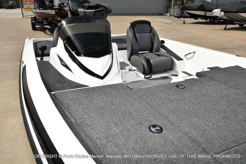 Slide: The Image of 2023 Caymas CX 18 boat with 150 Mercury Pro-XS 4 Stroke, featuring spacious deck and seating. - 37
