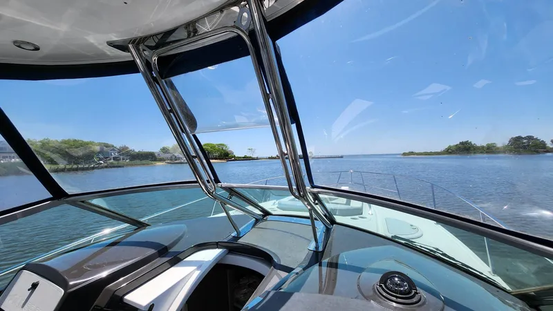 Slide: The Image of 2021 Monterey 335 Sport Yacht interior with panoramic water view. - 20