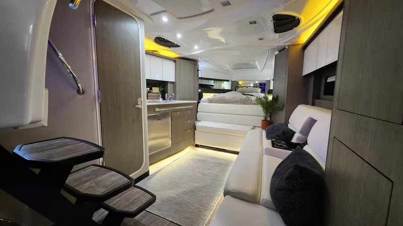 Slide: The Image of Interior of 2021 Monterey 335 Sport Yacht, featuring modern design and luxurious amenities. - 30