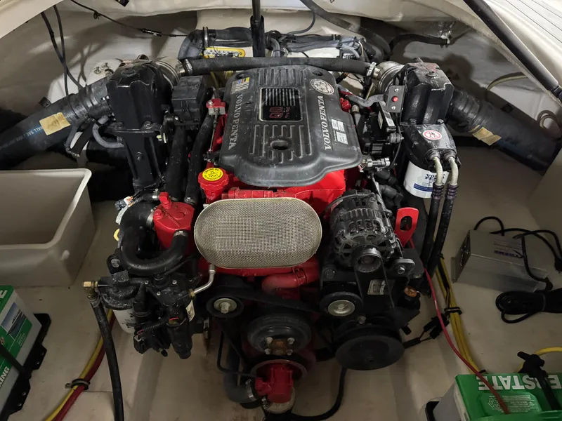 Slide: The Image of Engine compartment of a 2007 Chaparral 276 SSX boat, featuring a powerful inboard motor. - 15