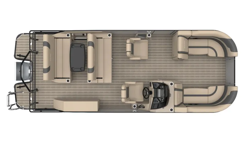 Slide: The Image of Top view of 2022 Sylvan L3 DLZ pontoon boat interior layout. - 1