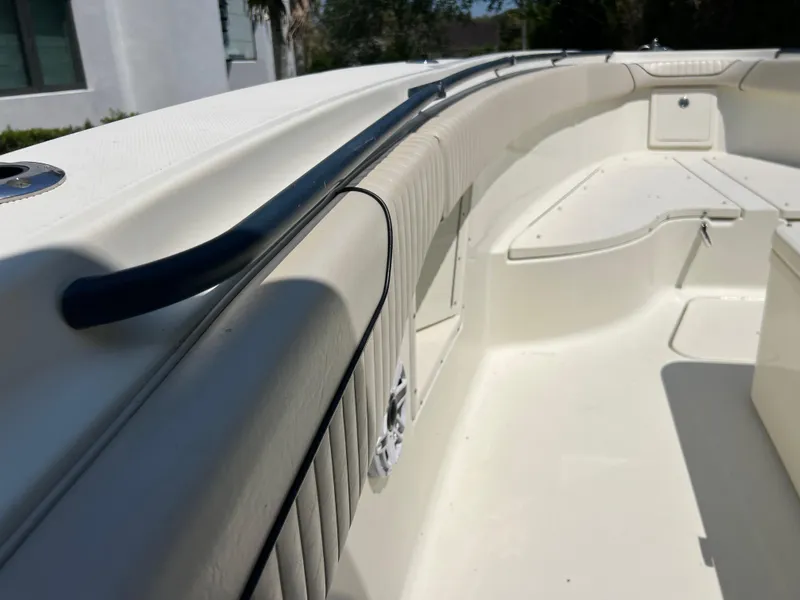 Slide: The Image of 2012 Hydra-Sports 3400 CC boat interior, featuring spacious seating and sleek design. - 44