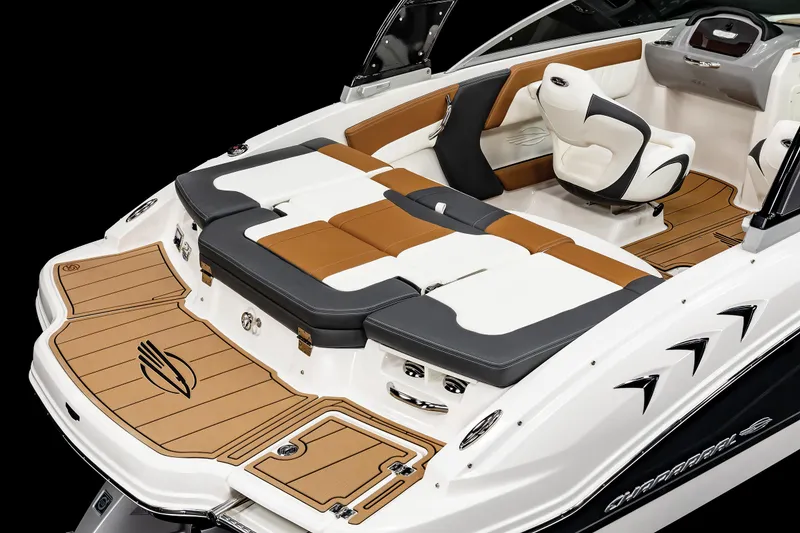 Slide: The Image of 2025 Chaparral 21 SSi I/O boat interior with stylish seating and modern design. - 23