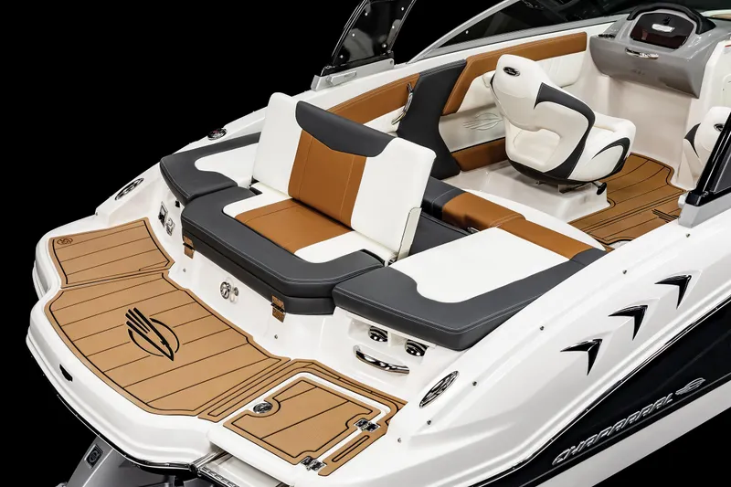 Slide: The Image of 2025 Chaparral 21 SSi I/O boat interior with stylish seating and modern design. - 25