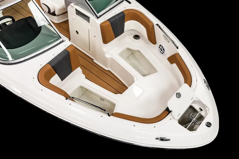 Slide: The Image of 2025 Chaparral 21 SSi I/O boat interior with seating and storage compartments. - 9