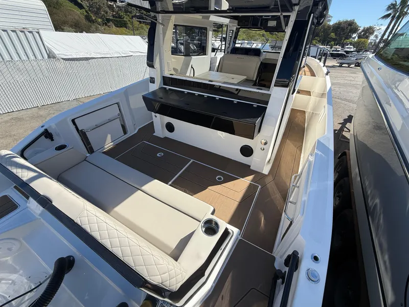 Slide: The Image of Spacious deck of 2025 Navan C30 boat with seating and modern amenities. - 8
