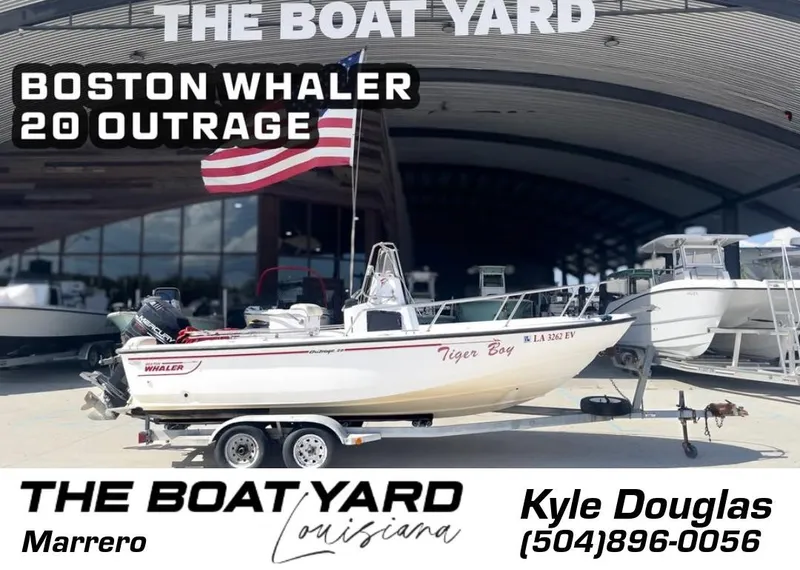 Slide: The Image of 1997 Boston Whaler 21 Outrage boat on trailer at The Boat Yard, Marrero, Louisiana. - 1