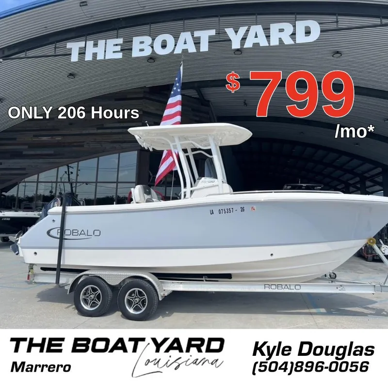 Slide: The Image of 2023 Robalo 230 boat at The Boat Yard, available for $799/month, only 206 hours. - 1