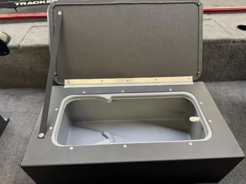 Slide: The Image of Open storage compartment in 2025 Tracker Panfish 17 boat. - 6