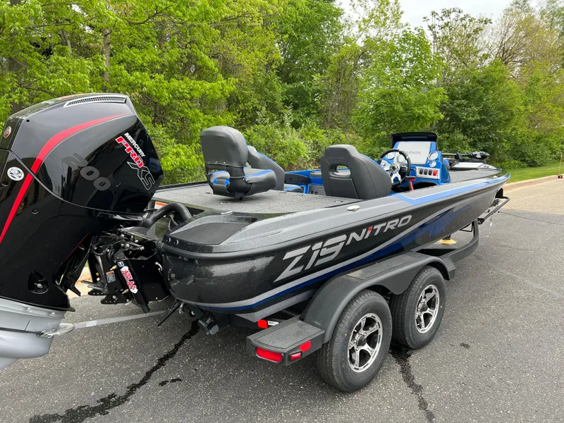 Slide: The Image of 2025 Nitro Z19 Pro boat deck with Garmin equipment and trolling motor. - 4