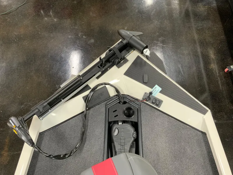 Slide: The Image of 2025 Ranger RT188 boat deck with trolling motor and control panel. - 9