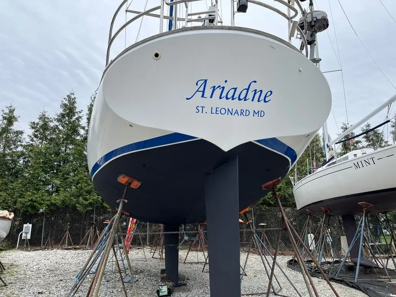 Slide: The Image of ShearWater 45 sailboat "Ariadne" in dry dock, St. Leonard MD, 2004 model. - 15
