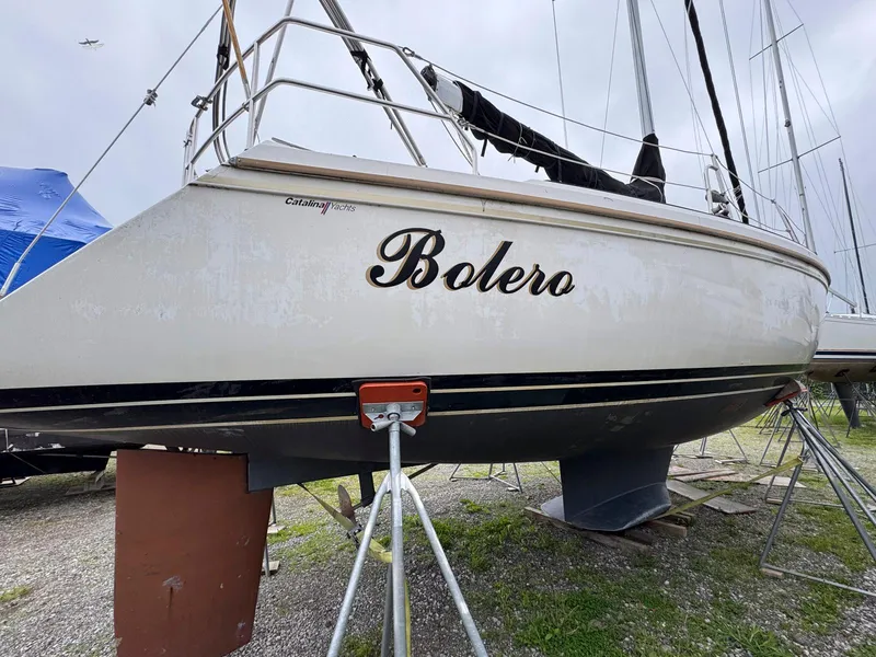 Slide: The Image of 1989 Catalina 42 MkII sailboat named Bolero on dry dock. - 7