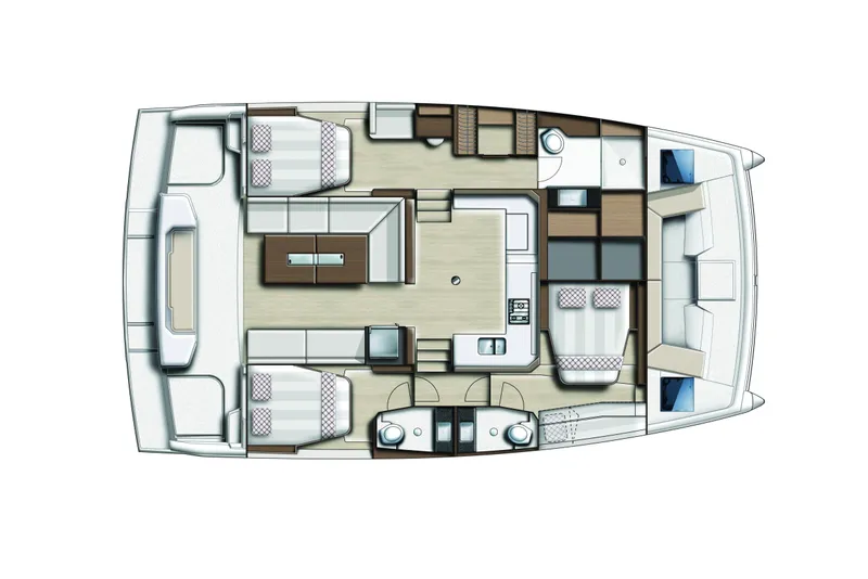 Slide: The Image of Floor plan of 2026 Bali CATSPACE catamaran, featuring spacious cabins and modern interior layout. - 12