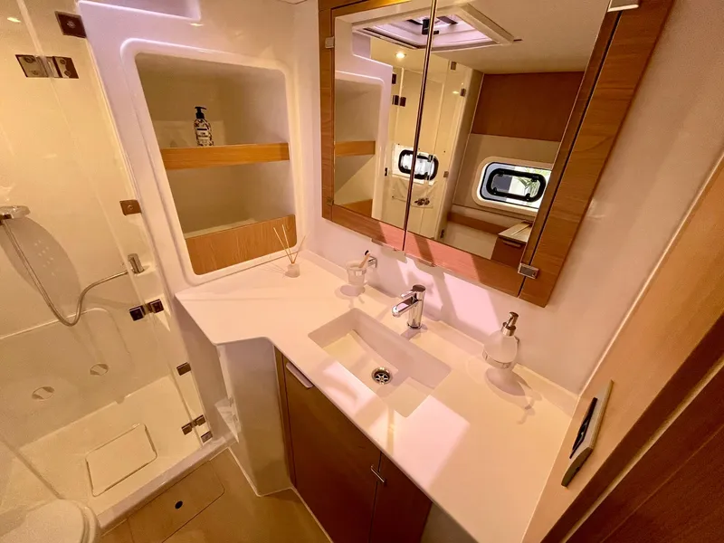 Slide: The Image of Modern bathroom in 2026 Bali CATSPACE yacht with sleek fixtures and ample storage. - 19