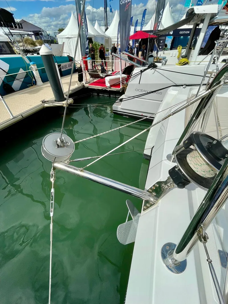 Slide: The Image of 2026 Bali CATSPACE yacht docked at marina, showcasing sleek design and modern features. - 32