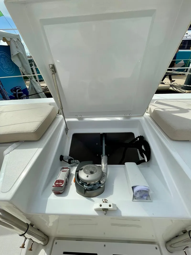 Slide: The Image of 2026 Bali CATSPACE yacht storage compartment with winch and equipment. - 35