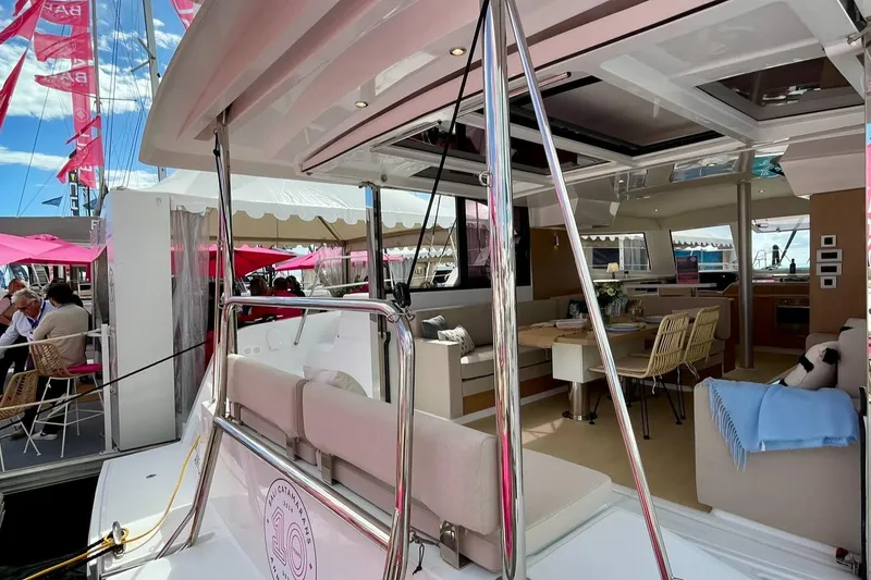 Slide: The Image of Luxurious 2026 Bali CATSPACE catamaran interior with modern seating and elegant design. - 37