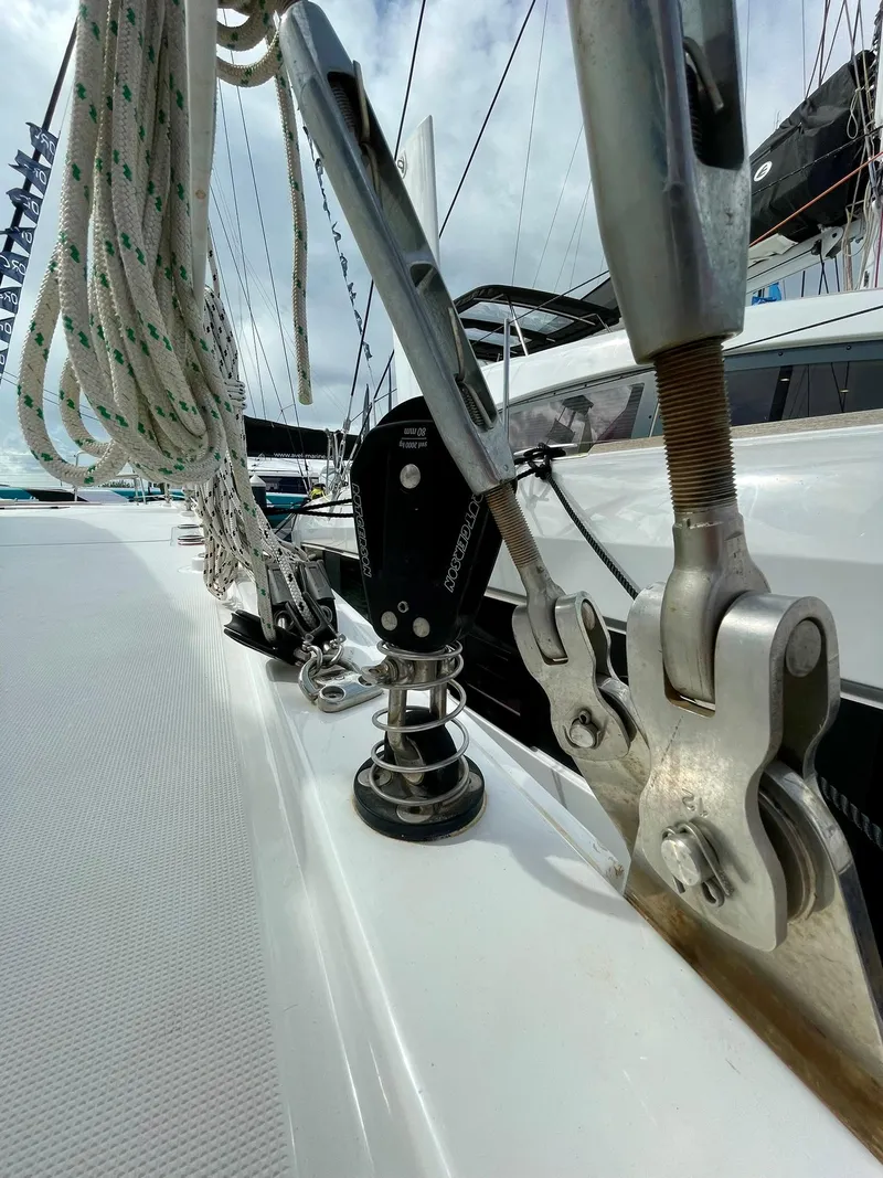 Slide: The Image of Close-up of 2026 Bali CATSPACE yacht rigging and deck details. - 42