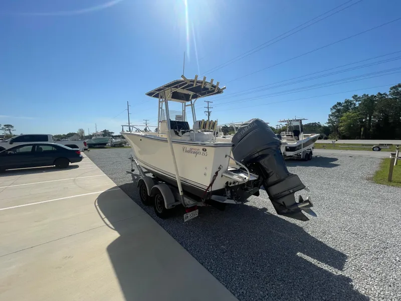 Slide: The Image of 2000 KenCraft Challenger 215 boat on trailer in sunny parking lot. - 5