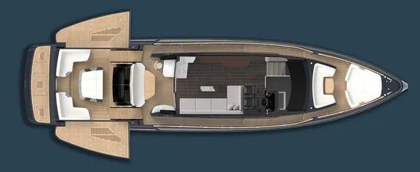 Slide: The Image of Top view of 2023 Lazzara LSX yacht layout, featuring spacious deck and modern interior design. - 30