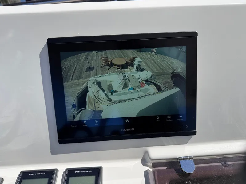 Slide: The Image of Garmin display on 2023 Prestige 520 F-Line yacht showing deck view. - 9