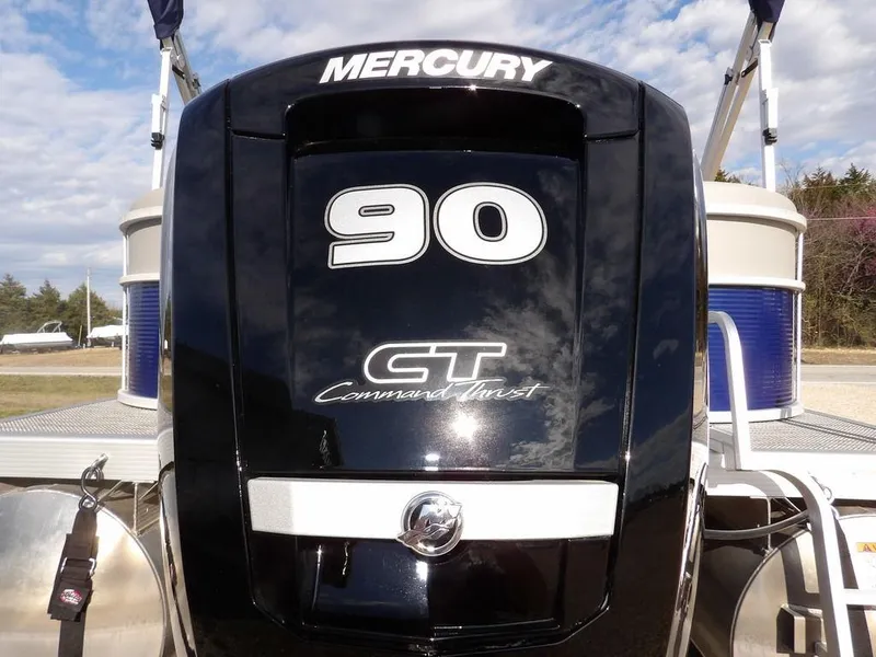 Slide: The Image of 2023 Bennington 20 SVSR with Mercury 90 CT Command Thrust engine, outdoor setting. - 27