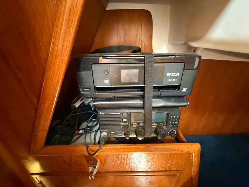 Slide: The Image of Epson printer and radio equipment on Jeanneau Sun Odyssey 42.2 yacht, 1998 model. - 54
