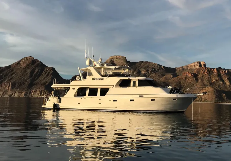 Slide: The Image of Luxury yacht on calm water with mountainous backdrop, Symbol PHMY 2007 model. - 17