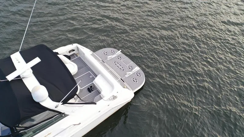 Slide: The Image of Aerial view of 1998 Sea Ray 500 Sundancer yacht on calm water. - 3