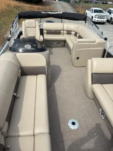 Slide: The Image of 2023 Sun Tracker Party Barge 20 DLX with spacious seating and modern design. - 41